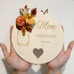 Personalized Artificial Flower Heart Wooden Ornament with Name and Text Home Decor Mother's Day Grandmother's Day Appreciation for Her