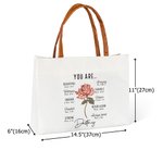 Personalized Birth Flower Bible Verse Canvas Tote Bag with Name and Leather Handle Travel Accessories Baptism Birthday Gift for Women Christians