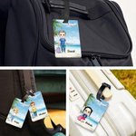 Étiquette de Bagage Personnalisée avec Personnage de Dessin Animé et Nom Cadeau Anniversaire Vacances pour Famille Amoureux de Voyages