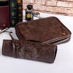 Personalized Multi-compartment Removable PU Leather Hanging Toiletry Bag with Engraved Name Travel Essential Anniversary Birthday Gift for Men