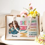 Personalisiertes wiederverwendbares Tote Bag Jute-Tasche Cartoon Charakter Bibelvers mit Namen Muttertag Taufe Geschenk für Mama