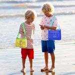 Personalized Embroidered Crab Starfish Shell Collecting Mesh Beach Bag with Name and Adjustable Strap Travel Essential Summer Vacation Gift for Kids