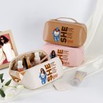Personalisierte Mode Cartoon Hip Hop Mädchen Leder breite Öffnung Make-up-Tasche mit Namen Geburtstag Ermutigung Affirmation Geschenk für Frauen