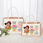 Personalisiertes wiederverwendbares Tote Bag Jute-Tasche Cartoon Charakter Bibelvers mit Namen Muttertag Taufe Geschenk für Mama