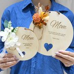 Personalized Artificial Flower Heart Wooden Ornament with Name and Text Home Decor Mother's Day Grandmother's Day Appreciation for Her