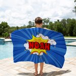 Personalized Comic Style Quick Dry Oversized Beach Towel with Name Summer Accessory Beach Party Birthday Gift for Friends Comic Lovers