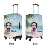 Personalizzato Cartoon Beach nome del bagaglio copertura protettiva si adatta 18-32 pollici valigia con cerniera nascosta accessori da viaggio regalo per la famiglia