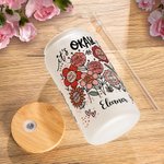 Personalizzato floreale ispiratore parola nome smerigliato 20 oz tazza di vetro con coperchio e cannuccia Festa della mamma Compleanno Incentivo regalo per amico Famiglia