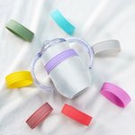 Personalised Multicolour Food-grade Silicone Heat-insulated Bottle Sleeve Cover with Engraved Name Set of 2 Back to School Birthday Gift for Baby Kid