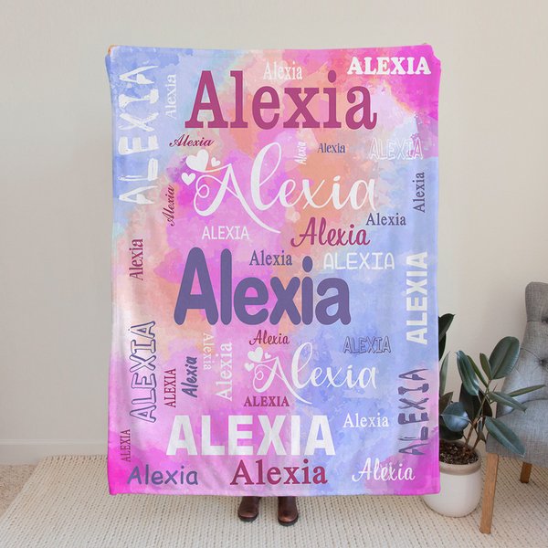 Personalised Multicolour Soft Throw Blanket with Name Home Decor Birthday Baby Shower Gift for Boys Girls Family
