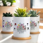 Personlig mor bestemors hage 1-8 fødselsblomst keramisk planterpotte med navn og bambusbunn Hjemmeinnredning Morsdagsgave til mor bestemor