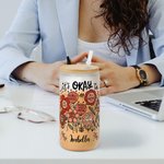 Personalizzato floreale ispiratore parola nome smerigliato 20 oz tazza di vetro con coperchio e cannuccia Festa della mamma Compleanno Incentivo regalo per amico Famiglia