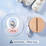 Personalisiertes Süßes Waldtier LED-Nachtlicht mit Initiale Namen Holzsockel Kinderzimmer Deko Geburtstag Geschenk für Baby Kinder