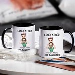 Personlig Like Father Like Daughter Son Cartoon Character 11 oz keramisk mugg med namn Fars dag present till barn pappa familj