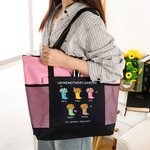 Spersonalizowana torba na ramię Our Grandest Adventure Floral Boots 2-6 Names Oxford Tote Bag z tekstem i siatkowymi kieszeniami Urodziny Dzień Matki Prezent dla Mamy Babci