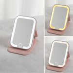 Personalized Birth Flower LED Three-color Makeup Mirror with Name Travel Essential Anniversary Birthday Gift for Women Girls Bridesmaids
