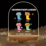 Personalisierte Our Grandest Adventure Floral Stiefel 1-6 Namen LED-Nachtlicht mit Text und hölzerne Basis Home Decor Muttertag Geschenk für Mama Oma