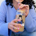 Personalisierte Cartoon Maniküre Name 20 oz mattiert oder Klarglas Becher mit Deckel und Stroh Beauty Salon Eröffnung Geburtstagsgeschenk für Nageltechniker