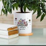 Personlig mor bestemors hage 1-8 fødselsblomst keramisk planterpotte med navn og bambusbunn Hjemmeinnredning Morsdagsgave til mor bestemor