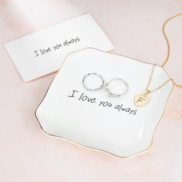 Vassoio portagioie in ceramica personalizzato con foto e testo scritti a mano Matrimonio, fidanzamento, compleanno, festa della mamma, nonna, ecc.