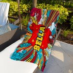 Personalized Comic Style Quick Dry Oversized Beach Towel with Name Summer Accessory Beach Party Birthday Gift for Friends Comic Lovers