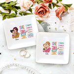 Personalized Cartoon Mom Holding Baby Bible Verse Ceramic Trinket Jewellery Dish with Name Home Decor Birthday Mother's Day Gift for Mom Women