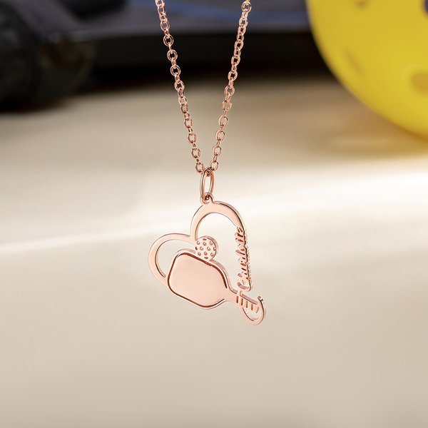 Personalized Dainty Badminton Table Tennis Pickleball Heart Name Necklace Woman Jewelry Birthday Gift for Sport Lovers