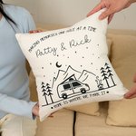 Personalized Home Is Where We Park It Campervan Throw Pillow Cover with Name Home Decoration Anniversary Birthday Gift for Outdoor Adventure Lover