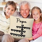Personalized Grandkids Make Life More Grand Crossword Puzzle Soft Throw Pillow Cover with Names Mother's Day Father's Day Gift for Mom Grandparents