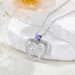 Personlig mamma hjerte fødselsstein halskjede Dainty smykker jubileum morsdag bursdagsgave til mamma bestemor