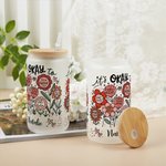 Personalizzato floreale ispiratore parola nome smerigliato 20 oz tazza di vetro con coperchio e cannuccia Festa della mamma Compleanno Incentivo regalo per amico Famiglia
