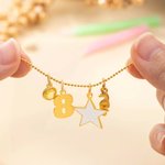 Starry Lucky Birthday Wishes Around Her - Personalized Mixed Pendant Sterling Silver Bead Chain Necklace