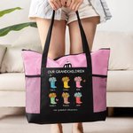 Spersonalizowana torba na ramię Our Grandest Adventure Floral Boots 2-6 Names Oxford Tote Bag z tekstem i siatkowymi kieszeniami Urodziny Dzień Matki Prezent dla Mamy Babci