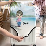Personalizzato Cartoon Beach nome del bagaglio copertura protettiva si adatta 18-32 pollici valigia con cerniera nascosta accessori da viaggio regalo per la famiglia