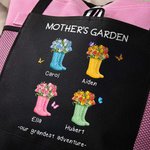 Spersonalizowana torba na ramię Our Grandest Adventure Floral Boots 2-6 Names Oxford Tote Bag z tekstem i siatkowymi kieszeniami Urodziny Dzień Matki Prezent dla Mamy Babci
