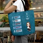 Personlig Bibel Gud Säger Jag Är Tecknad Karaktär Tote Bag med Namn Hopp och Tro Uppmuntrande Kristen Gåva för Kvinnor