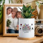 Personlig mor bestemors hage 1-8 fødselsblomst keramisk planterpotte med navn og bambusbunn Hjemmeinnredning Morsdagsgave til mor bestemor