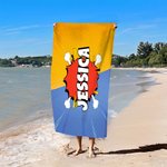 Personalized Comic Style Quick Dry Oversized Beach Towel with Name Summer Accessory Beach Party Birthday Gift for Friends Comic Lovers