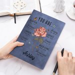 Personalisierte Geburt Blume Bibel Vers A5 A6 Leder gefüttert Notebook mit Namen Taufe Geburtstag Geschenk für Frauen Christen