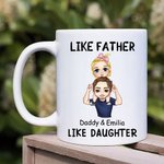 Personlig Like Father Like Daughter Son Cartoon Character 11 oz keramisk mugg med namn Fars dag present till barn pappa familj
