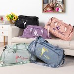 Borsa da viaggio capiente impermeabile personalizzato con nome e sagome di ginnastica ritmica regalo di compleanno per amanti della ginnastica