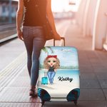 Personalizzato Cartoon Beach nome del bagaglio copertura protettiva si adatta 18-32 pollici valigia con cerniera nascosta accessori da viaggio regalo per la famiglia