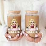 Personalisierte Cartoon Maniküre Name 20 oz mattiert oder Klarglas Becher mit Deckel und Stroh Beauty Salon Eröffnung Geburtstagsgeschenk für Nageltechniker