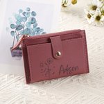 Personalized Portable Zodiac Birth Flower Leather Wallet with Name and Card Holder Birthday Anniversary Gift for Women Girls