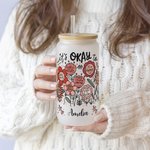 Personalizzato floreale ispiratore parola nome smerigliato 20 oz tazza di vetro con coperchio e cannuccia Festa della mamma Compleanno Incentivo regalo per amico Famiglia