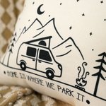 Personalized Home Is Where We Park It Campervan Throw Pillow Cover with Name Home Decoration Anniversary Birthday Gift for Outdoor Adventure Lover
