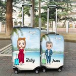 Personalizzato Cartoon Beach nome del bagaglio copertura protettiva si adatta 18-32 pollici valigia con cerniera nascosta accessori da viaggio regalo per la famiglia