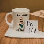 Personlig Like Father Like Daughter Son Cartoon Character 11 oz keramisk mugg med namn Fars dag present till barn pappa familj