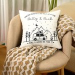 Personalized Home Is Where We Park It Campervan Throw Pillow Cover with Name Home Decoration Anniversary Birthday Gift for Outdoor Adventure Lover