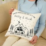 Personalized Home Is Where We Park It Campervan Throw Pillow Cover with Name Home Decoration Anniversary Birthday Gift for Outdoor Adventure Lover